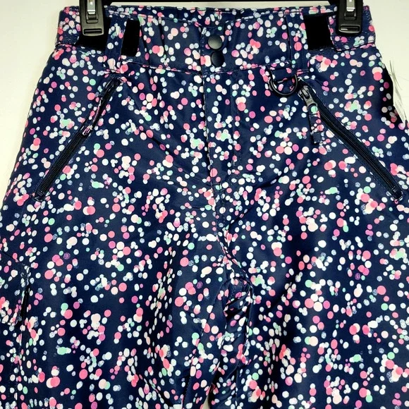 New Roebuck & Co Snow Pants Girls Large 14 Navy Blazer Water Resistant Dots - Picture 10 of 16
